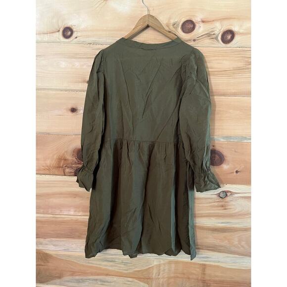 Lacausa women's olive green lightweight long sleeve dress. Anthropologie. XS - Picture 4 of 8